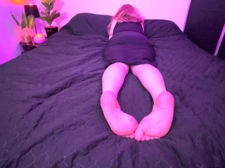 Prepping for video shoot with foot model background noise raw footage