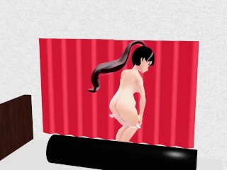 Cocoa Anime girl massages a hard, thick stick.