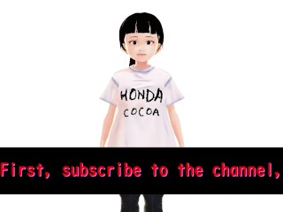 Cocoa Anime girl massages a hard, thick stick.