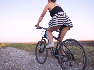 Flashing Ass While Riding A Bicycle Upskirt