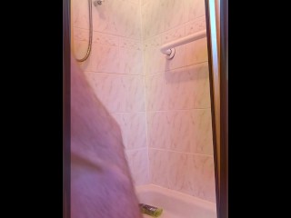 Washing my cock and hands in the shower