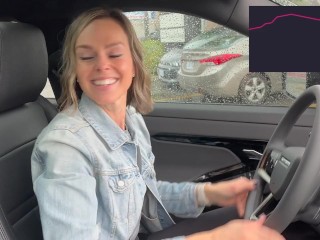 Cumming hard in public drive thru with Lush remote controlled vibrator