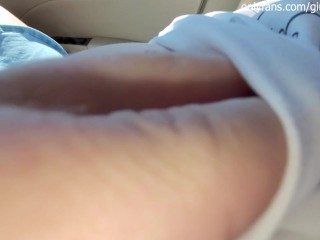 Horny Stepsister wants Me to Put My Hand under Skirt and Play with Her Big Tits in the Car