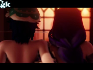 Raiden & Venti Bisexual Threesome - Aether 3D Genshin anal fuck fingering