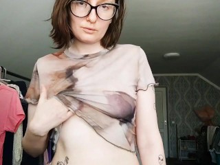 POV: mommy touches her tits and carefully shows where her clitor is located and how she jerks it off