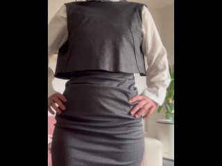 For DADDY only! Conservative office outfit Sabrina Lingerie custom