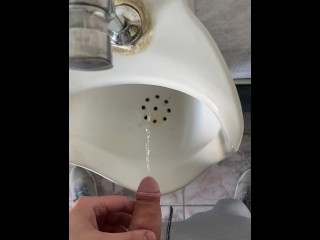 Pissing in the office toilet POV