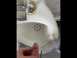 Pissing in the office toilet POV