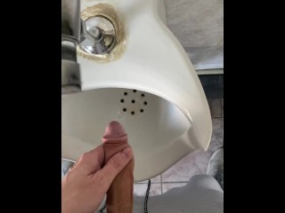 Pissing in the office toilet POV