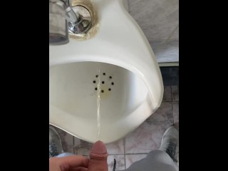 Pissing in the office toilet POV