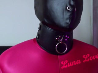 Hard Fuck in Spandex Catsuit and Leather Hood / Posture Collar / Ballet Boots