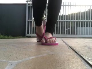 @tici_feet TICI_FEET TICI FEET walking wearing big pink flip-flops havaianas (preview)