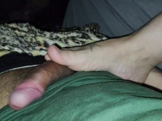 go my friend's house and his wife saw my hard dick and gave me a footjob