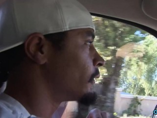 A black guy picks up the white brunette to plow her with his BBC