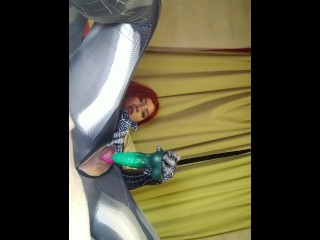 Redhead spiderwoman loves cock