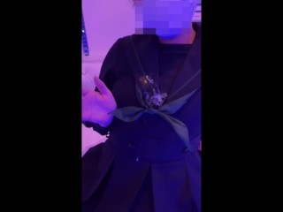 【Bukkake】Sperm Bukkake with Japanese School Uniform School Girl Handjob