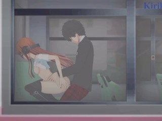 Futaba Sakura and Ren Amamiya have deep fucking on the bus. - Persona 5 Hentai