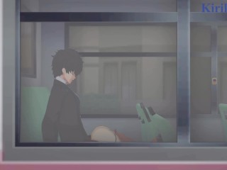 Futaba Sakura and Ren Amamiya have deep fucking on the bus. - Persona 5 Hentai