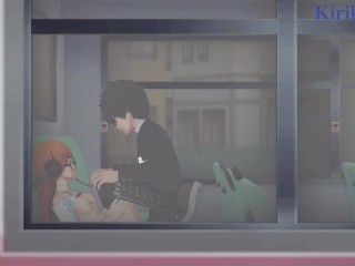 Futaba Sakura and Ren Amamiya have deep fucking on the bus. - Persona 5 Hentai