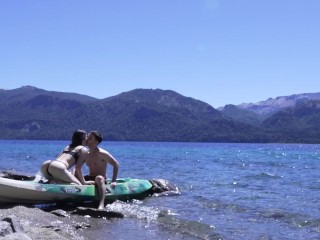 Horny teen couple gets caught having sex on public beach - HUGE cumshot amateur