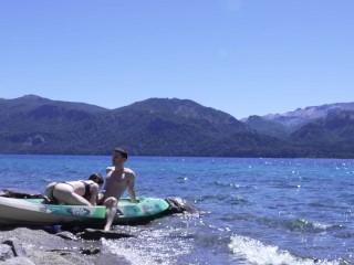 Horny teen couple gets caught having sex on public beach - HUGE cumshot amateur