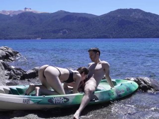 Horny teen couple gets caught having sex on public beach - HUGE cumshot amateur