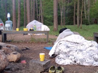 Sneaky push inside while her husband still in tent