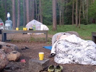 Sneaky push inside while her husband still in tent