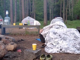 Sneaky push inside while her husband still in tent