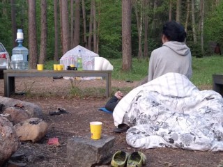 Sneaky push inside while her husband still in tent