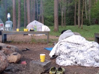 Sneaky push inside while her husband still in tent