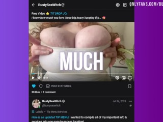 Massively Busty Slut Shows Off FREE ONLYFANS -  Huge Tits Compilation Trailer - BustySeaWitch