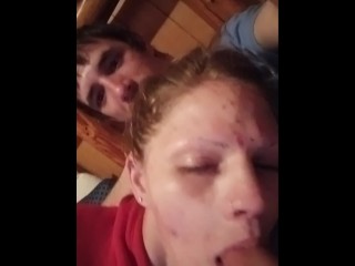 White girl taking big dick in her throat