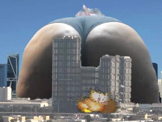 giantess destroys teenie city with huge ass