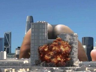 giantess destroys teenie city with huge ass