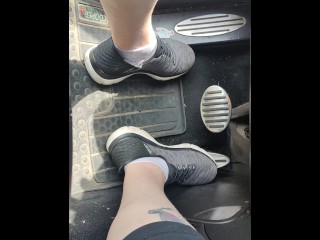 Revving pedals with my sketchers sneakers and white ankle socks