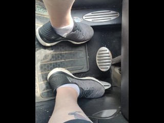 Revving pedals with my sketchers sneakers and white ankle socks