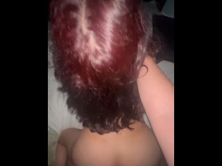 Thick Latina Red Hair Giving Blowjob and Takes Backshots