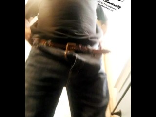 Mr Showtime69 flashes his Big Black Dick in the Employee Bathroom