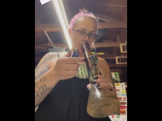 BBW step mom MILF wake and bake 420 smoking fetish bong rips