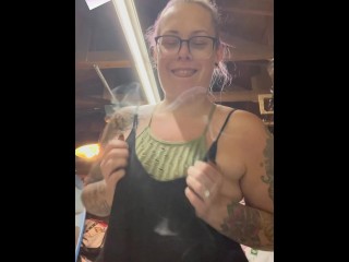 BBW step mom MILF wake and bake 420 smoking fetish bong rips