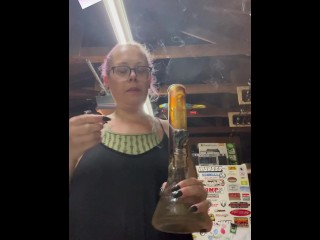 BBW step mom MILF wake and bake 420 smoking fetish bong rips