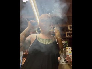 BBW step mom MILF wake and bake 420 smoking fetish bong rips