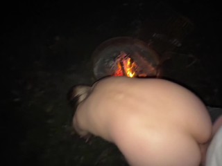 Creampie Next to the Campfire by Other Campers