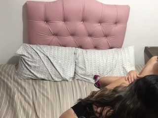 I seduce my stepbrother's girlfriend and fuck her hard with the strap-on.