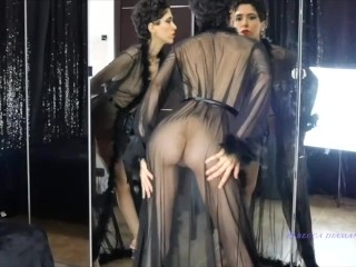 Sheer veiled transparent clothes try on haul - italian goddess worship natural beauty mistress