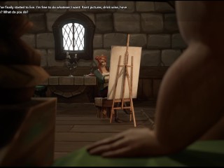 Blue is Better 2 v.0.99.9b - Sex with Dragon and Painters Guild Girls Gameplay Part 5