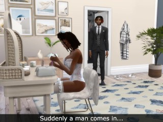 Ebony bride fucks her ex boyfriend next to husband on the wedding day