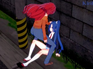 Tsubasa Kazanari and Kanade Amō have intense futanari sex on a deserted street. - Symphogear Hentai