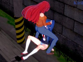 Tsubasa Kazanari and Kanade Amō have intense futanari sex on a deserted street. - Symphogear Hentai